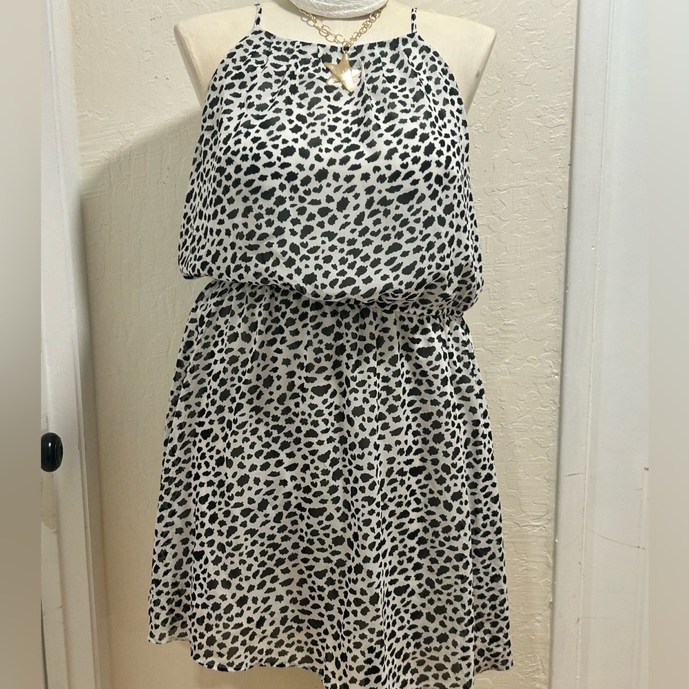 Maurices White Halter Dress with  Dalmatian Print